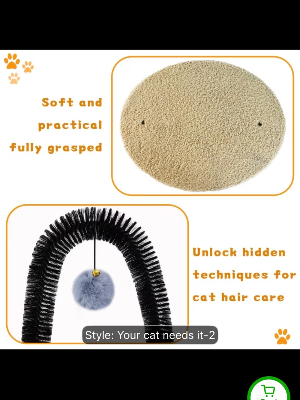 Cat Arch Scratching Toy with Plush Ball - Black Arch, Light Gray Ball - Picture 7 of 10